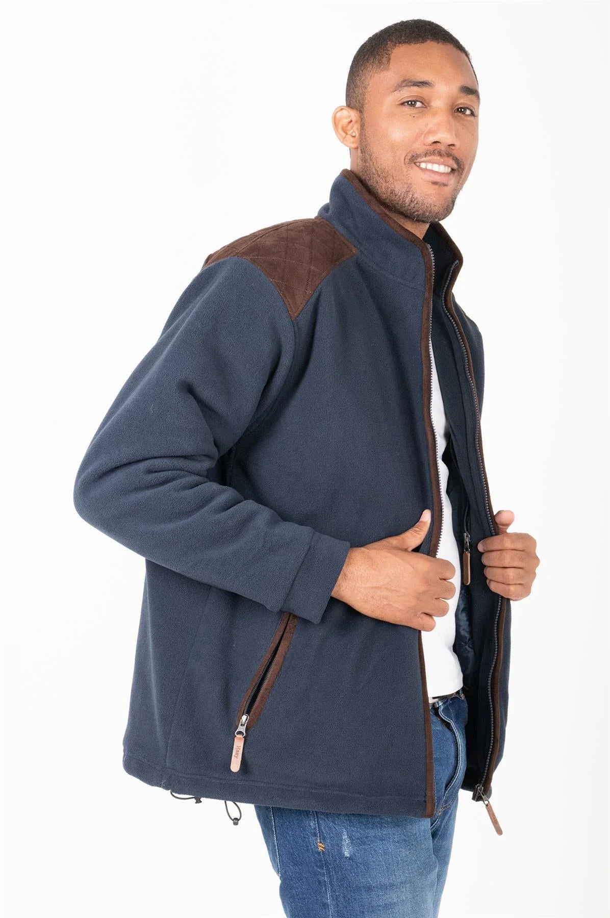 Hazy Blue Marlon Mens Padded Fleece Quilted Jacket - Image 7