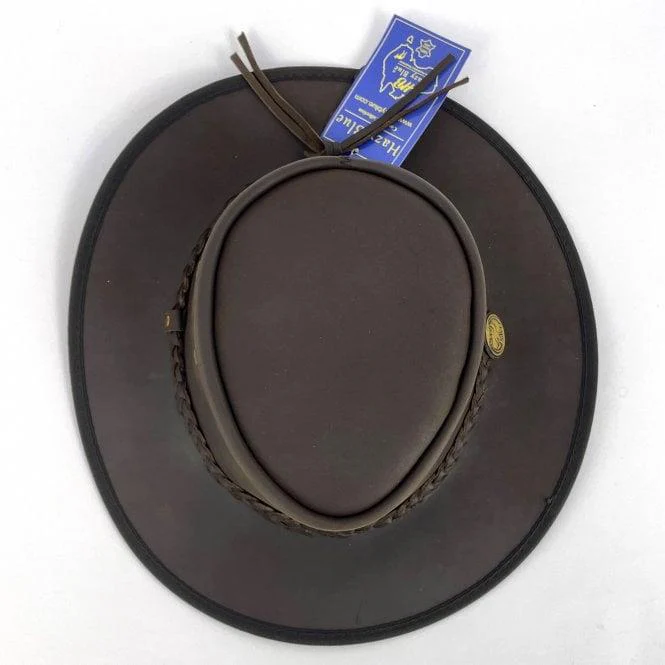 Hazy Blue Melbourne Australian Style Waterproof Bute Leather Hat Brown - Image 3