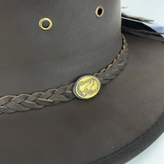 Hazy Blue Melbourne Australian Style Waterproof Bute Leather Hat Brown - Image 4