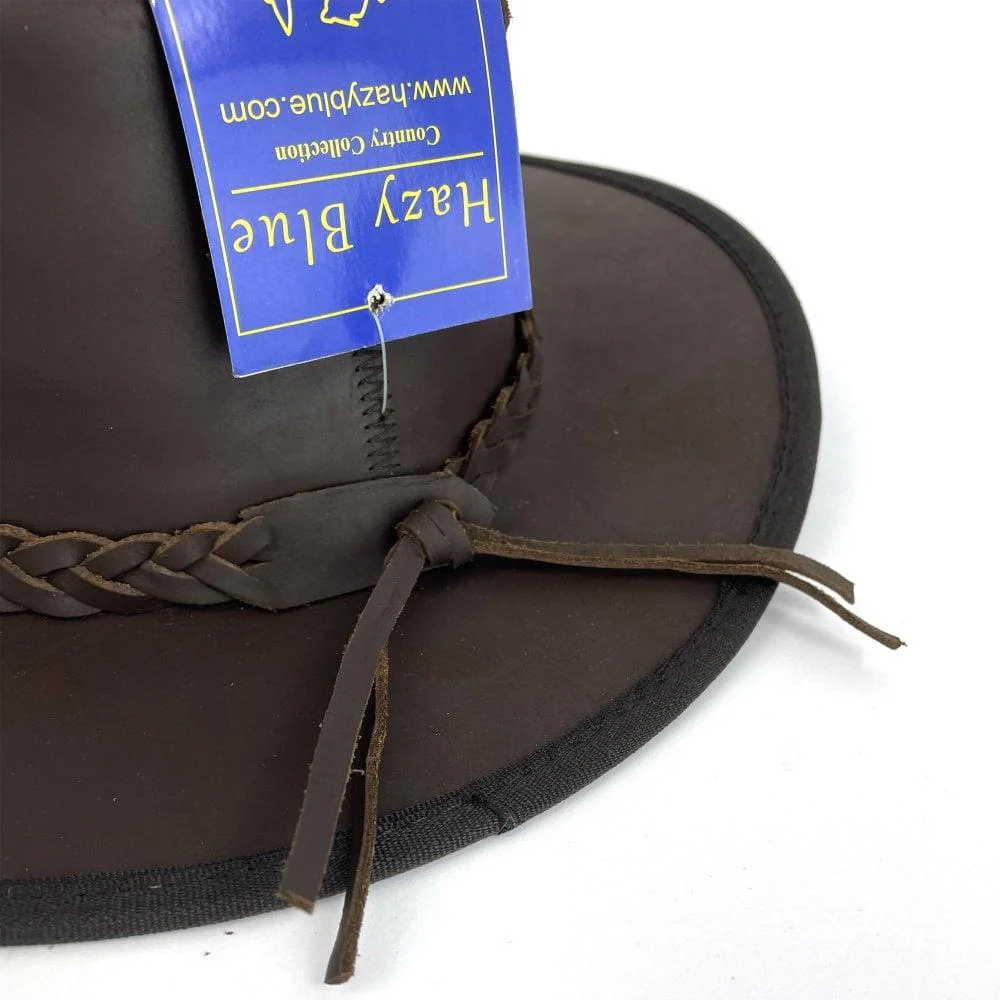 Hazy Blue Melbourne Australian Style Waterproof Bute Leather Hat Brown - Image 5