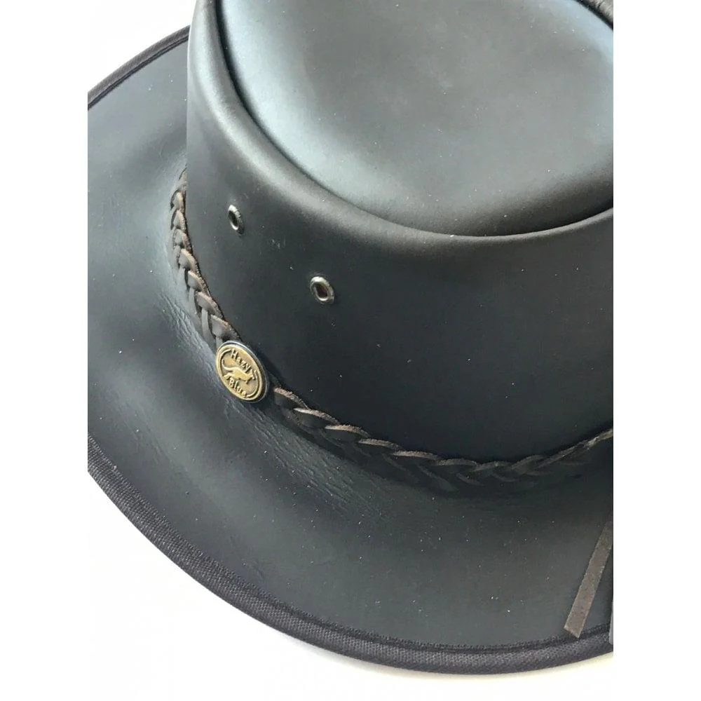 Hazy Blue Melbourne Australian Style Waterproof Bute Leather Hat Brown - Image 6