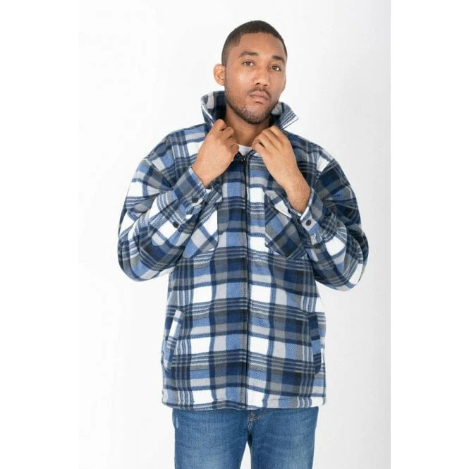 Hazy Blue Mens Baxter Sherpa Lumberjack Fleece Shirt - Image 11