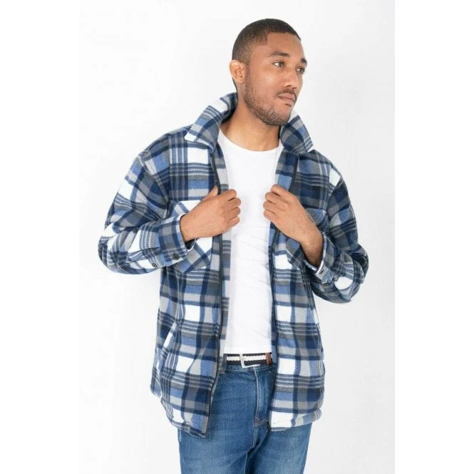 Hazy Blue Mens Baxter Sherpa Lumberjack Fleece Shirt - Image 3