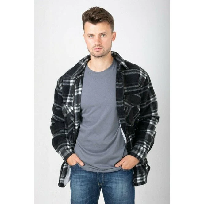 Hazy Blue Mens Baxter Sherpa Lumberjack Fleece Shirt - Image 6