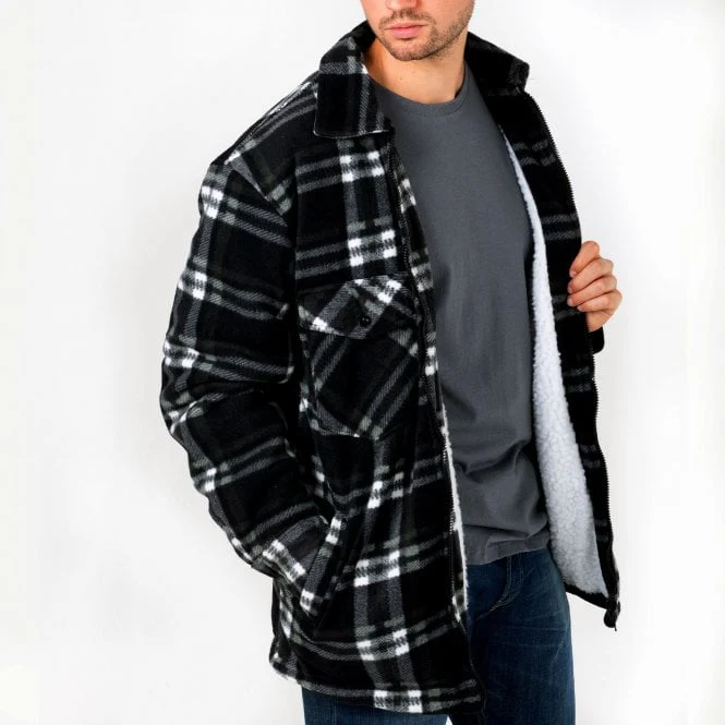 Hazy Blue Mens Baxter Sherpa Lumberjack Fleece Shirt - Image 7