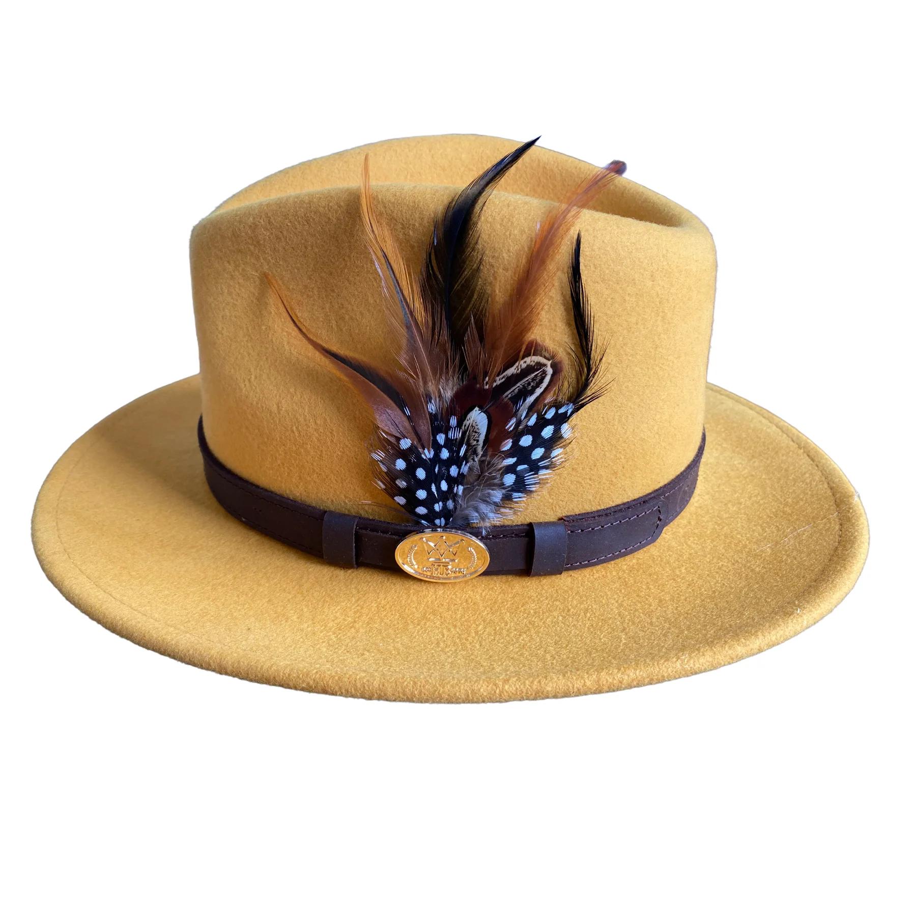 Hazy Blue Wool Felt Hat Fedora with Pheasant Feather - Megan - Image 12