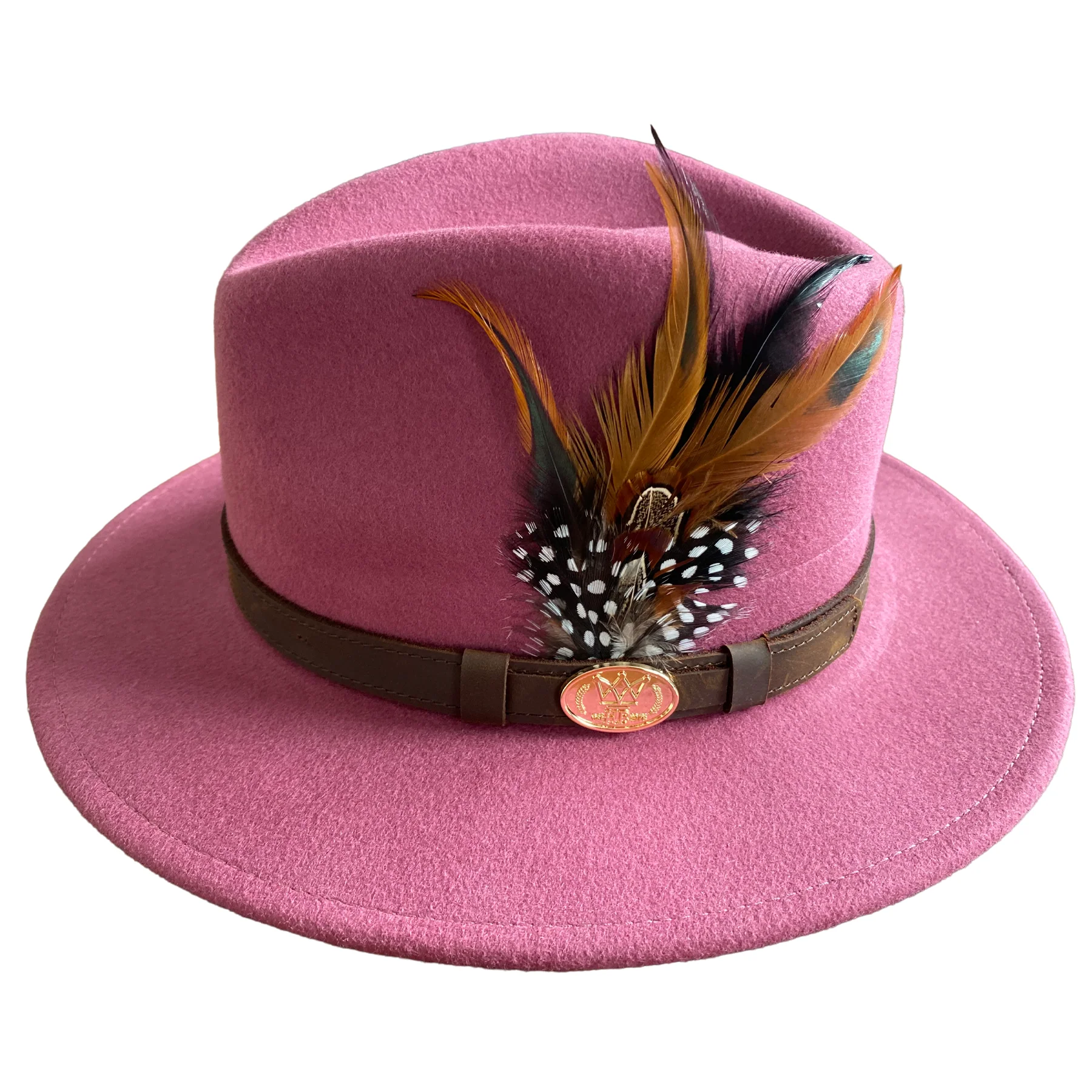 Hazy Blue Wool Felt Hat Fedora with Pheasant Feather - Megan - Image 14