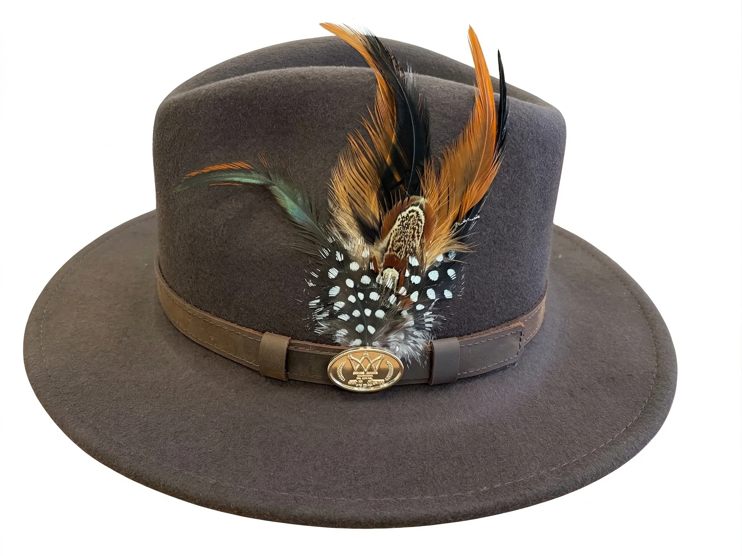 Hazy Blue Wool Felt Hat Fedora with Pheasant Feather - Megan - Image 18