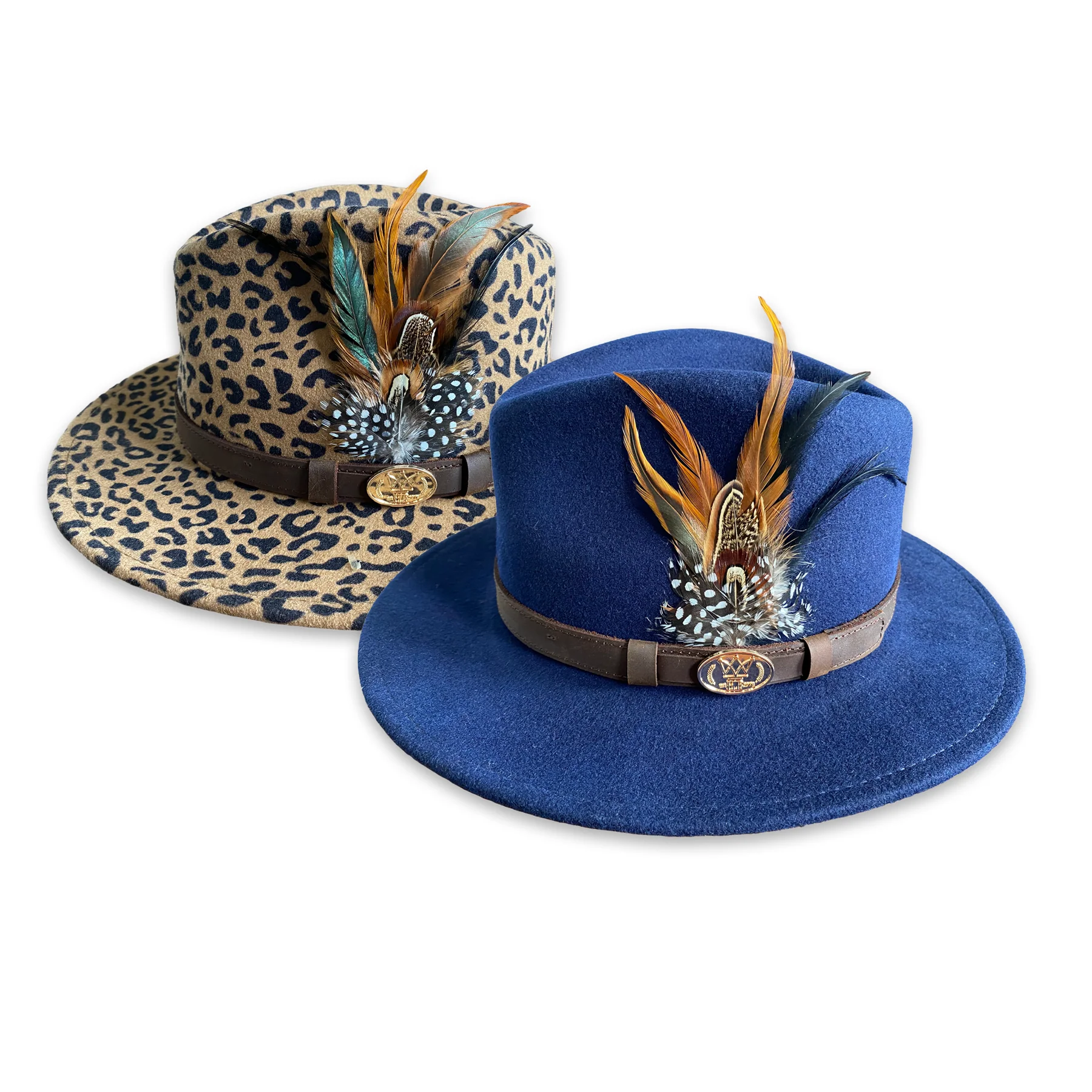 Hazy Blue Wool Felt Hat Fedora with Pheasant Feather - Megan - Image 4
