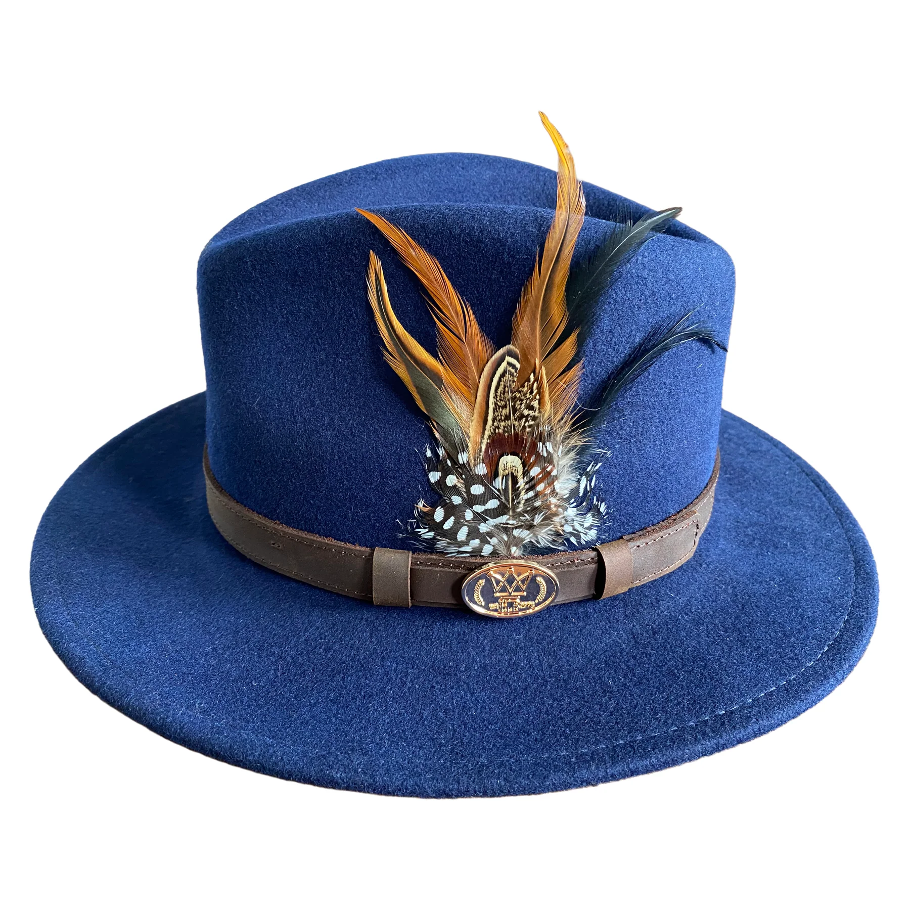 Hazy Blue Wool Felt Hat Fedora with Pheasant Feather - Megan - Image 5