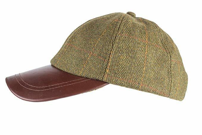 Hazy Blue Mens Leather Peak Tweed Cap One Size - Image 10