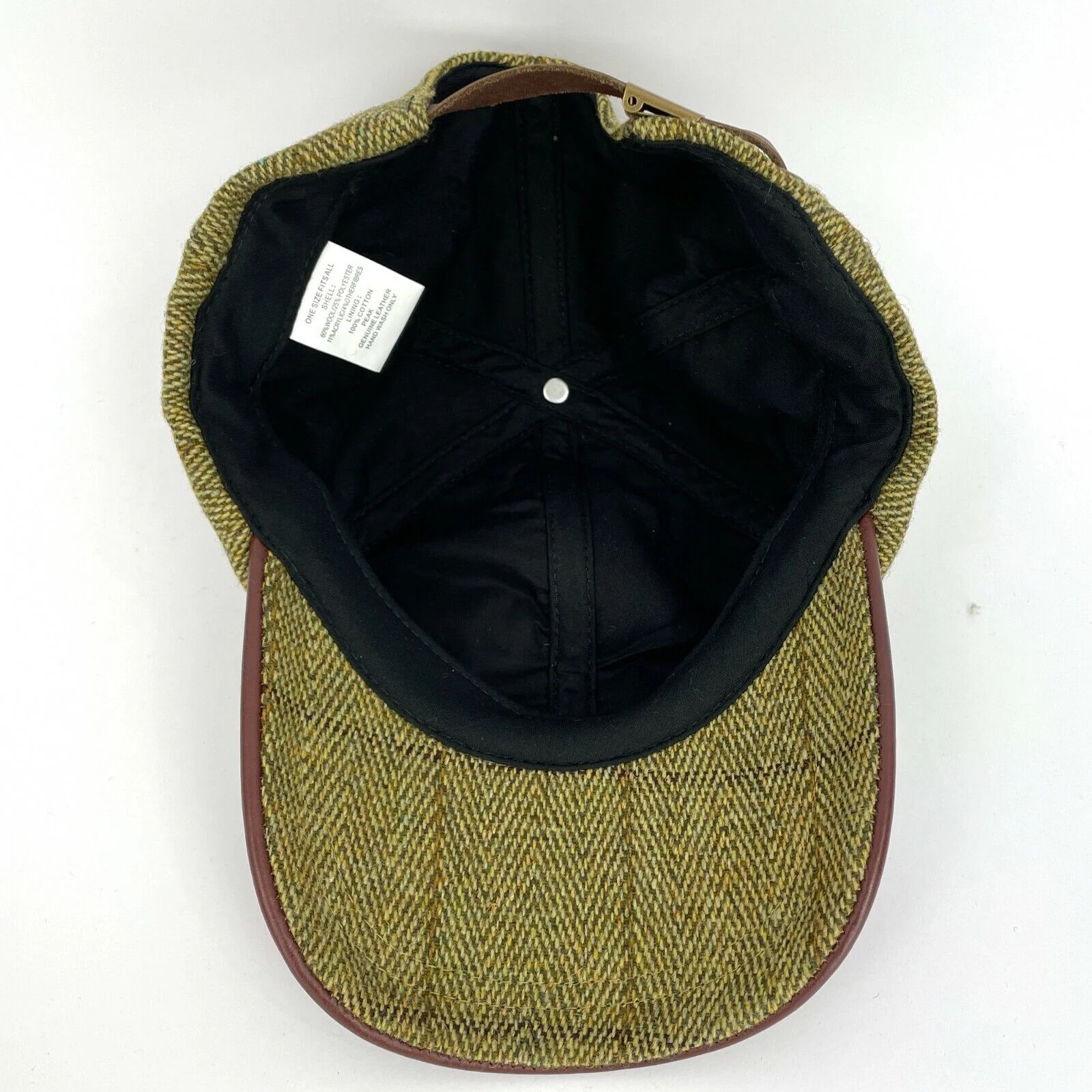 Hazy Blue Mens Leather Peak Tweed Cap One Size - Image 11