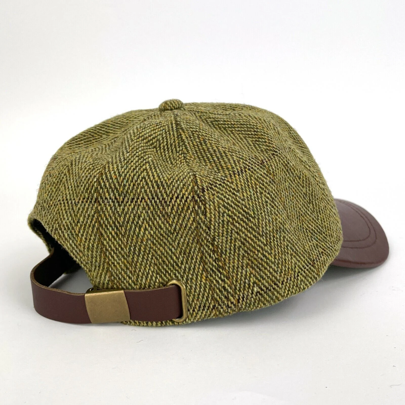 Hazy Blue Mens Leather Peak Tweed Cap One Size - Image 12