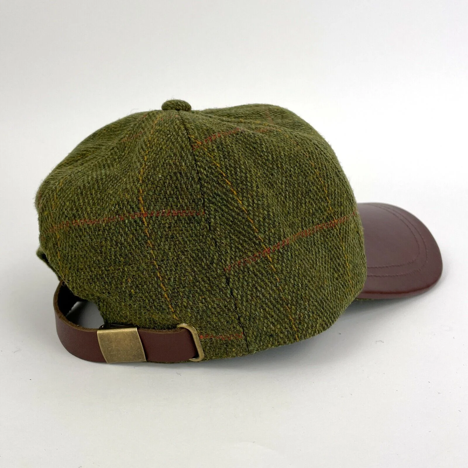 Hazy Blue Mens Leather Peak Tweed Cap One Size - Image 3