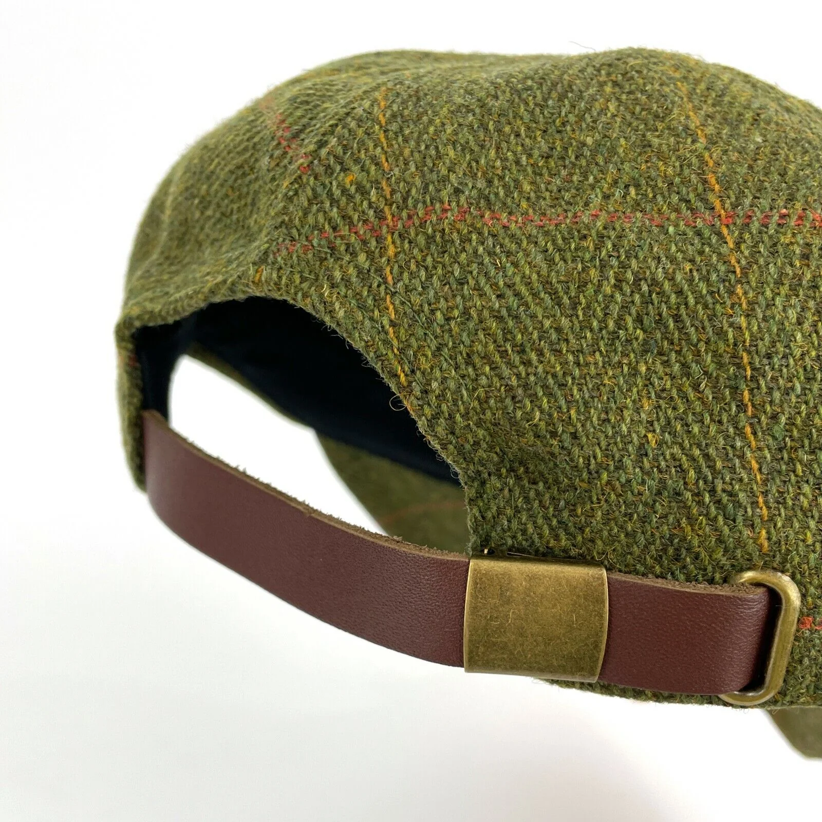 Hazy Blue Mens Leather Peak Tweed Cap One Size - Image 4