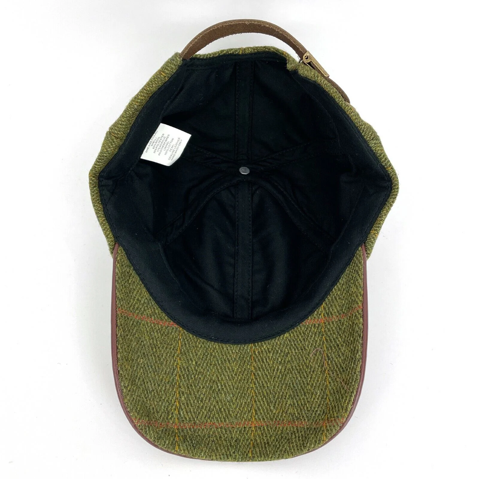 Hazy Blue Mens Leather Peak Tweed Cap One Size - Image 5