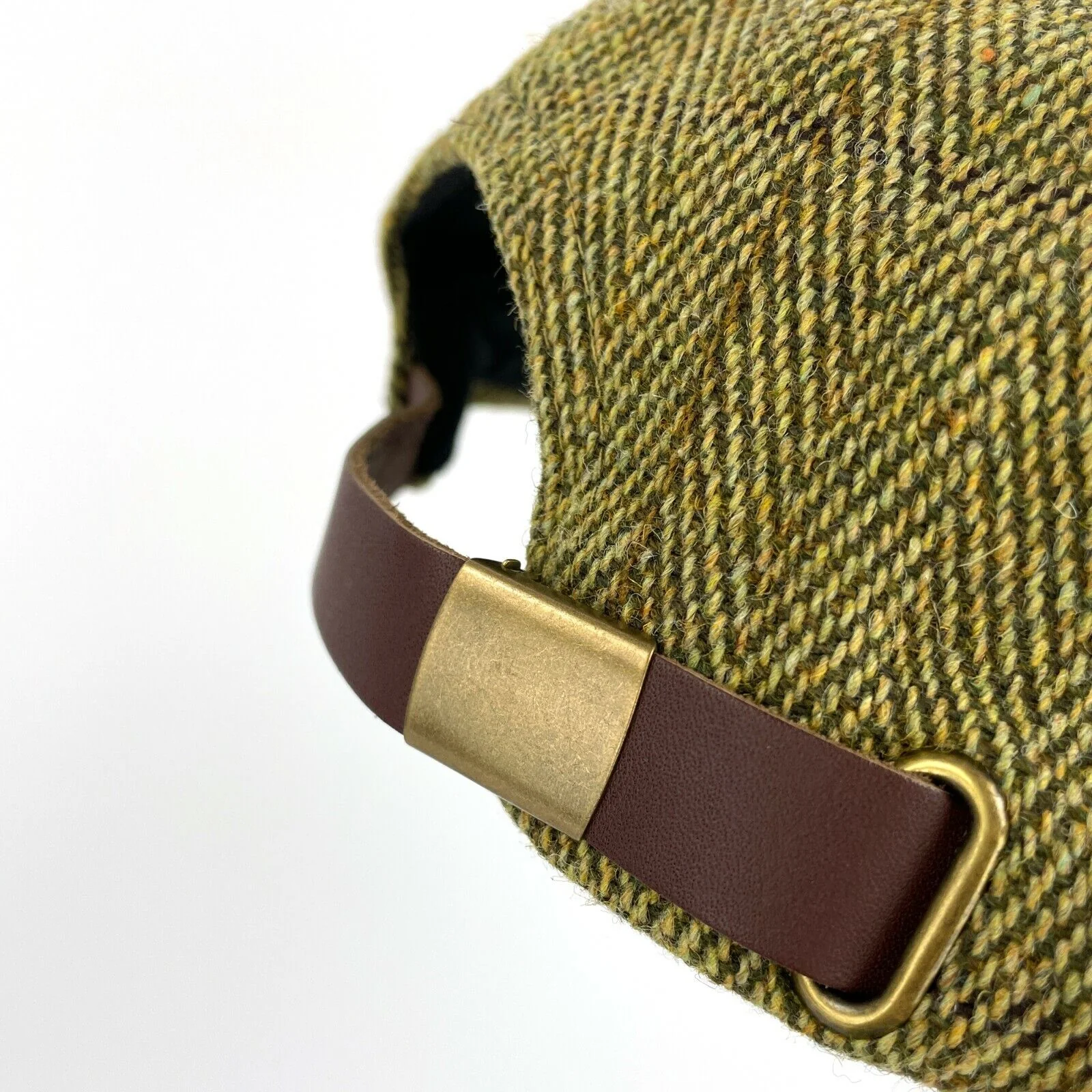 Hazy Blue Mens Leather Peak Tweed Cap One Size - Image 9