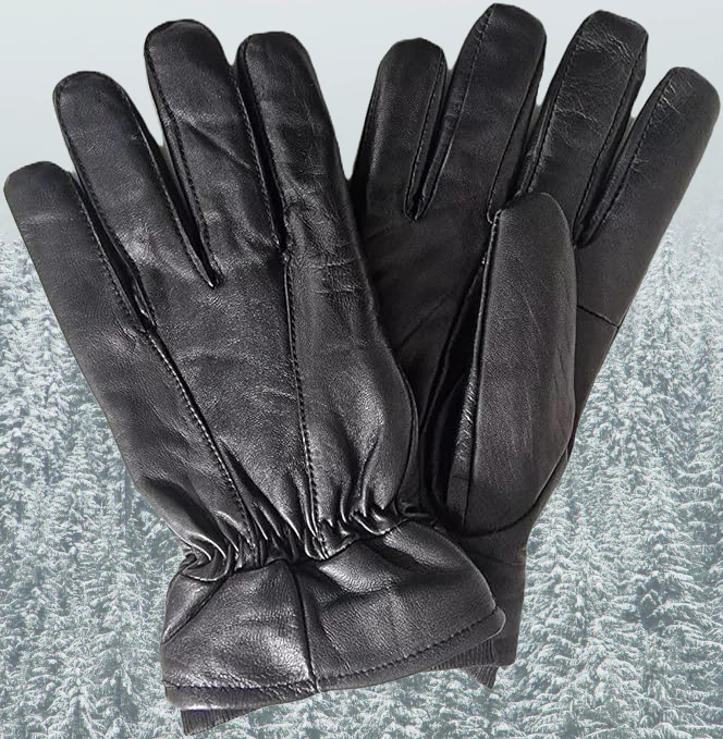 Hazy Blue Mens lined Leather Gloves 100% Leather - Henry
