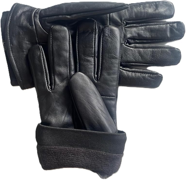 Hazy Blue Mens lined Leather Gloves 100% Leather - Henry - Image 3
