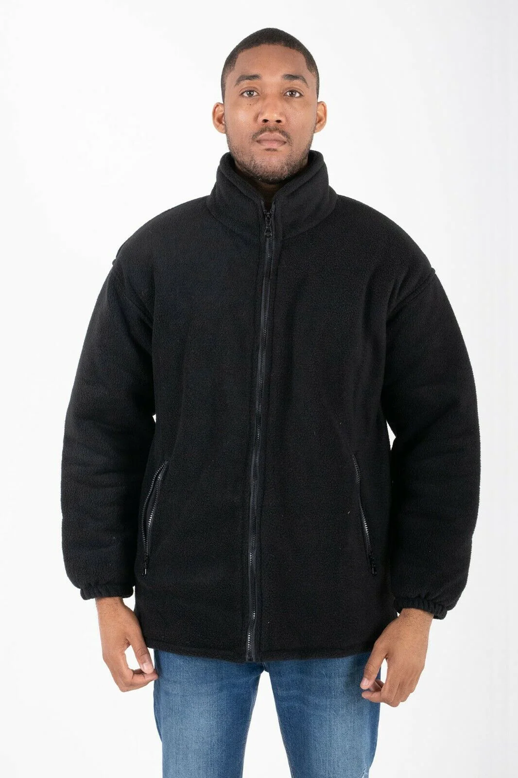 Hazy Blue Unisex Warm Quilted Padded Anti Pill Fleece Jacket - Image 2