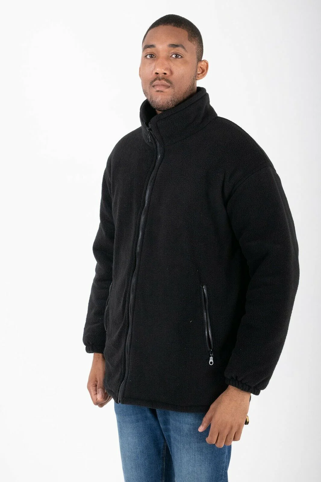 Hazy Blue Unisex Warm Quilted Padded Anti Pill Fleece Jacket - Image 3