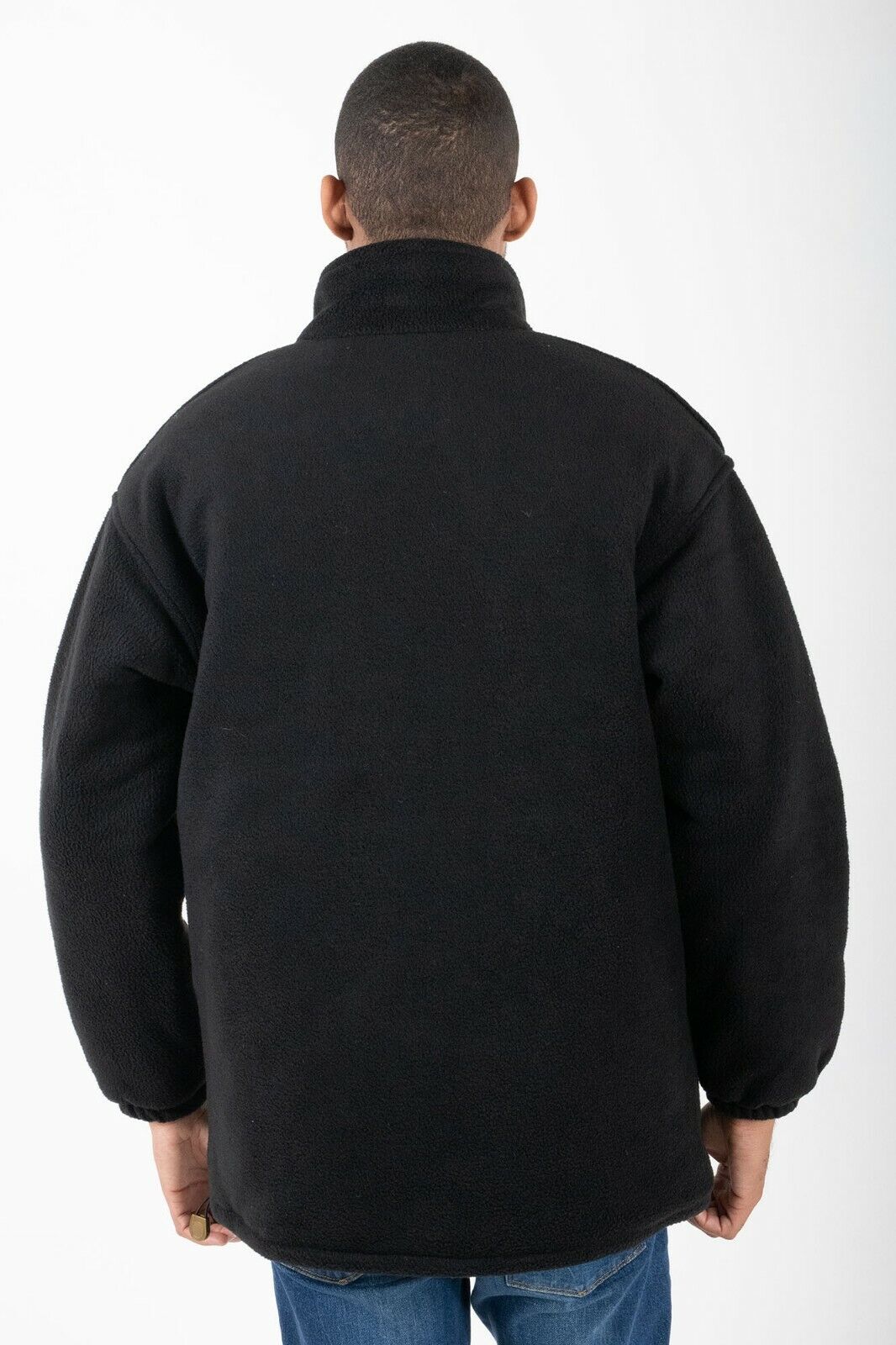 Hazy Blue Unisex Warm Quilted Padded Anti Pill Fleece Jacket - Image 4