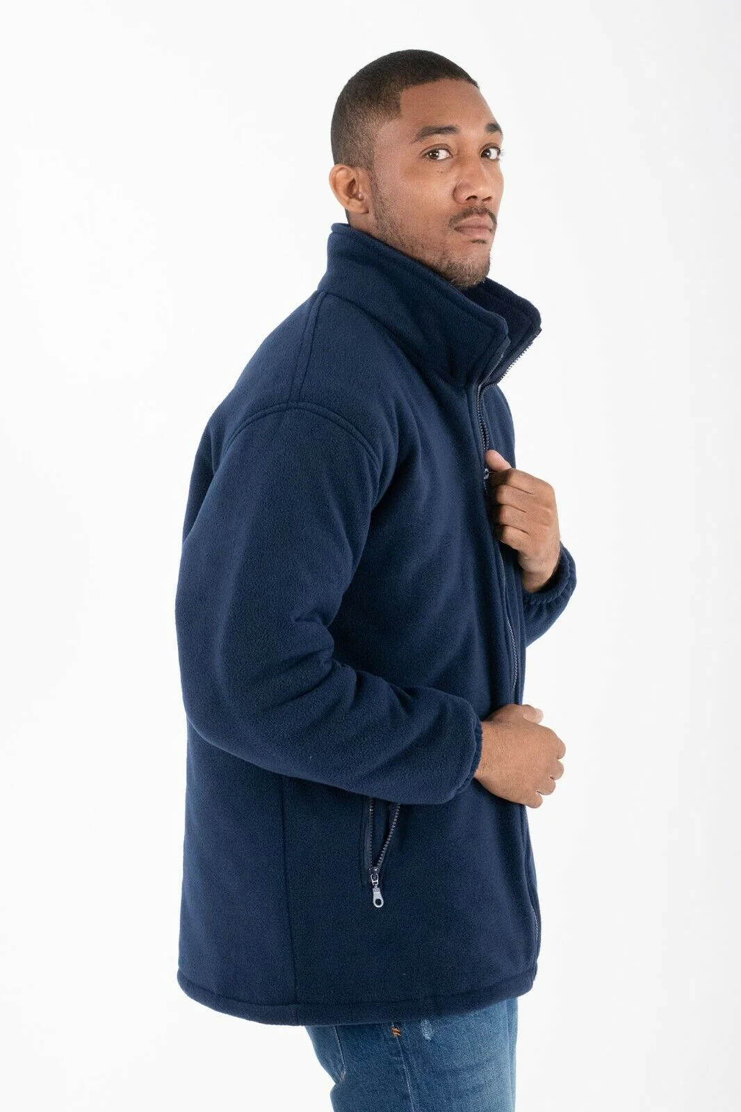 Hazy Blue Unisex Warm Quilted Padded Anti Pill Fleece Jacket - Image 5