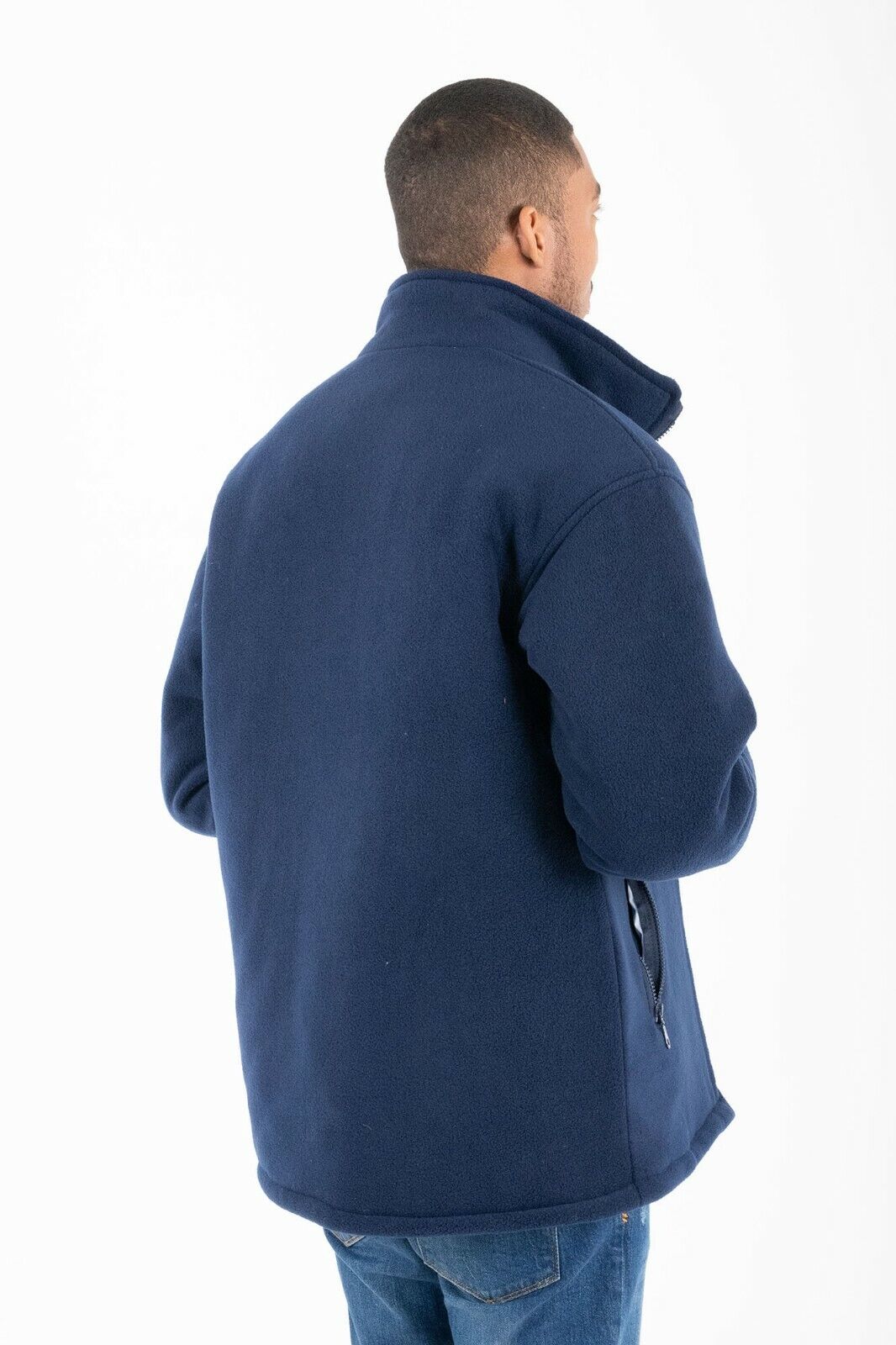 Hazy Blue Unisex Warm Quilted Padded Anti Pill Fleece Jacket - Image 6