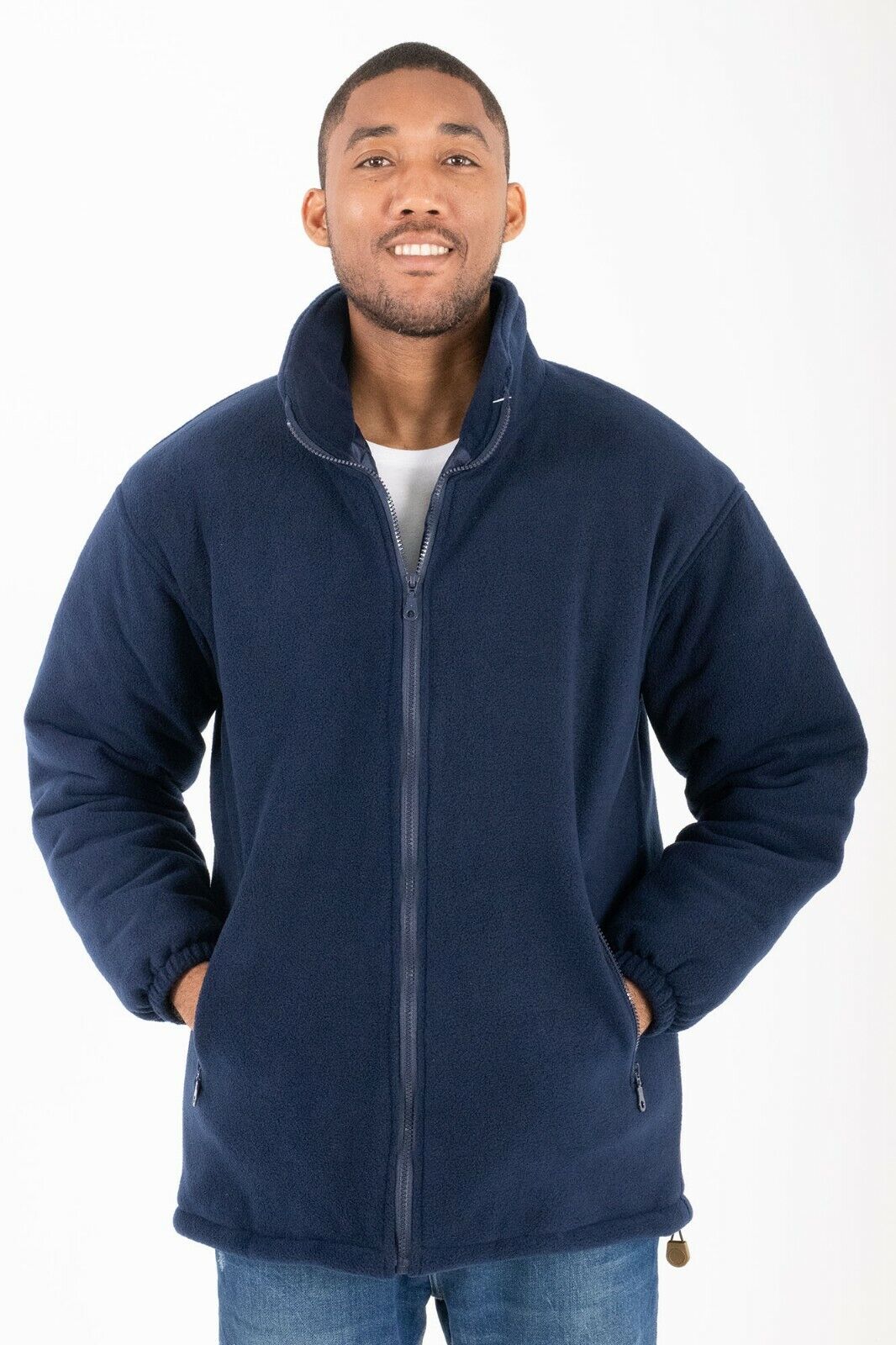 Hazy Blue Unisex Warm Quilted Padded Anti Pill Fleece Jacket - Image 7
