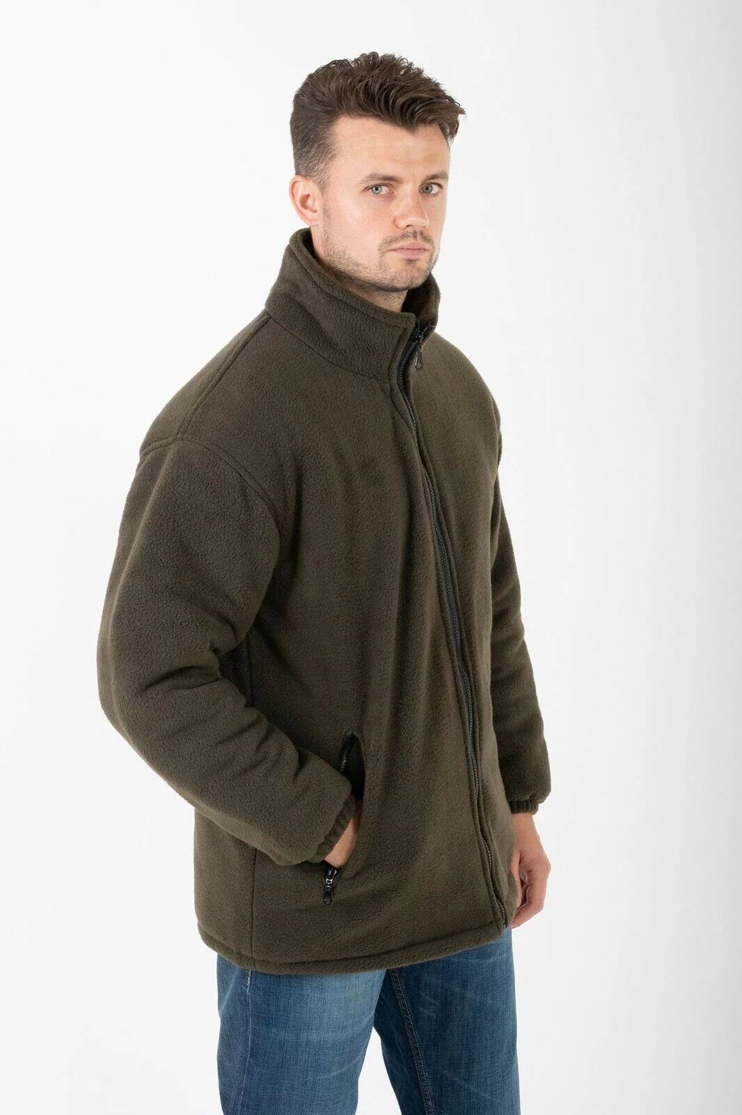 Hazy Blue Unisex Warm Quilted Padded Anti Pill Fleece Jacket - Image 8