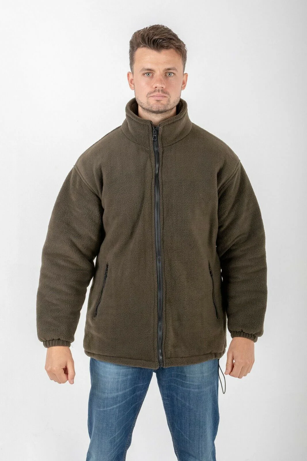 Hazy Blue Unisex Warm Quilted Padded Anti Pill Fleece Jacket - Image 9