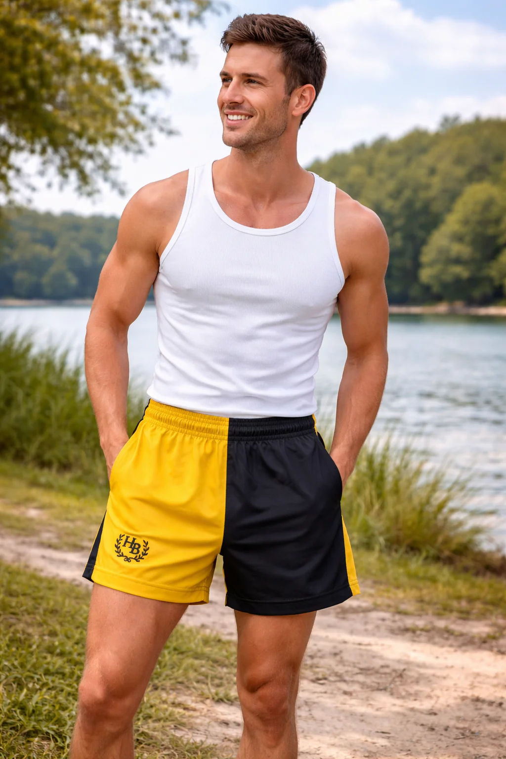 Hazy Blue Nelson Colour Block Shorts - Unisex
