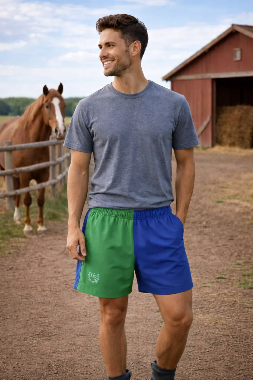 Hazy Blue Nelson Colour Block Shorts - Unisex - Image 64
