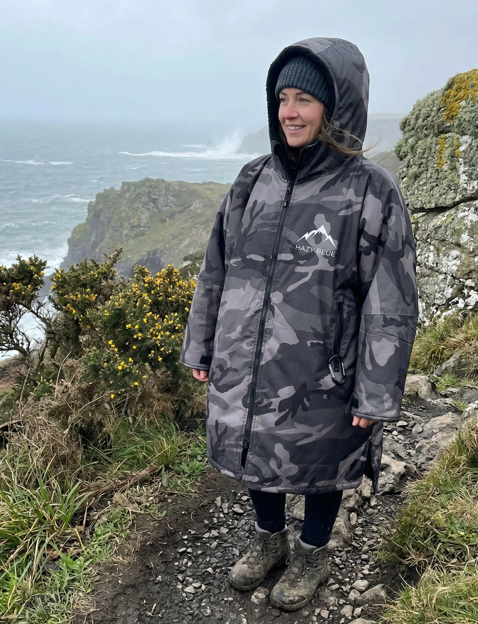 Hazy Blue Waterproof Adults All Weather Changing Robe - Camo Edition - Image 4