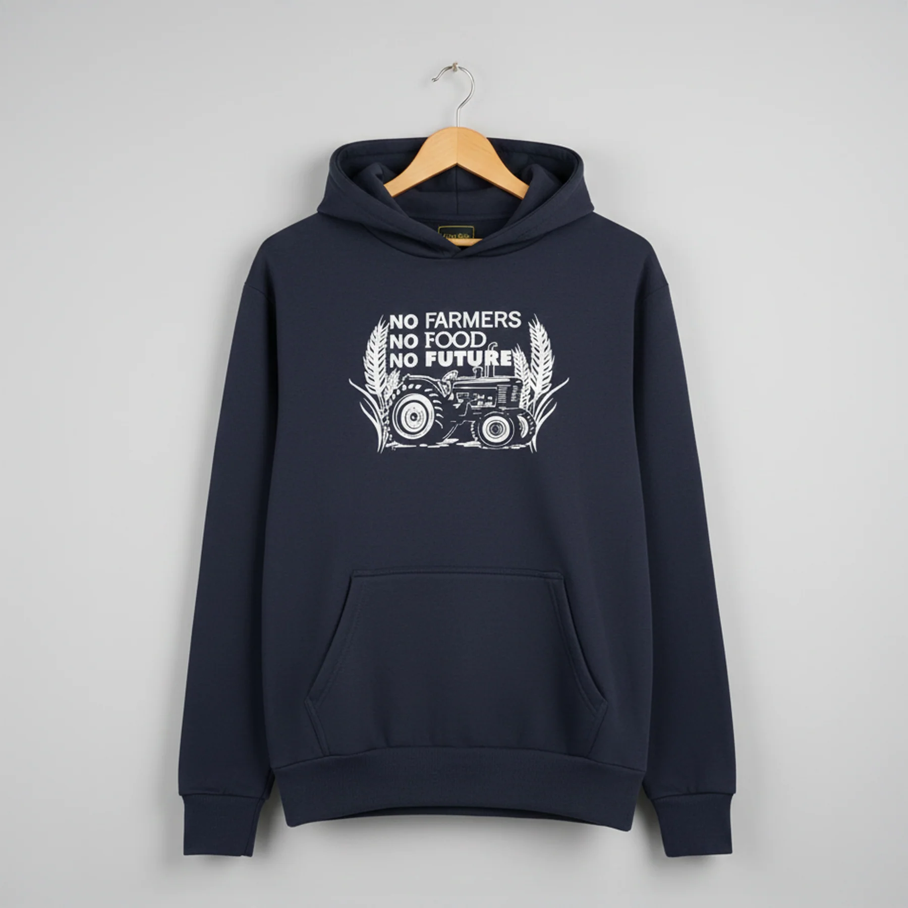 Hazy Blue "No Farmers No Food No Future" Graphic Hoodie – Clarkson Edition - Image 2