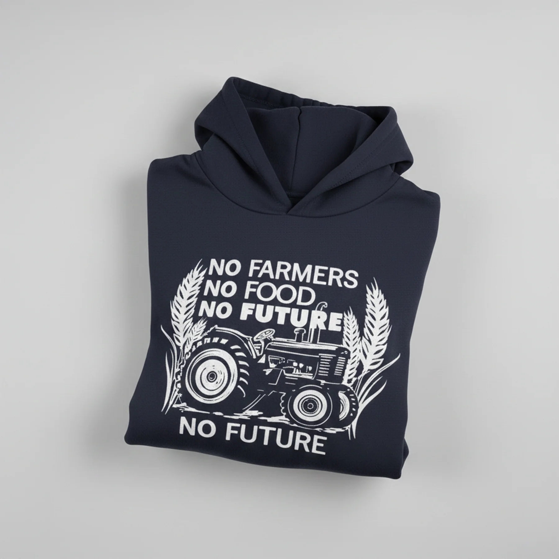 Hazy Blue "No Farmers No Food No Future" Graphic Hoodie – Clarkson Edition - Image 3