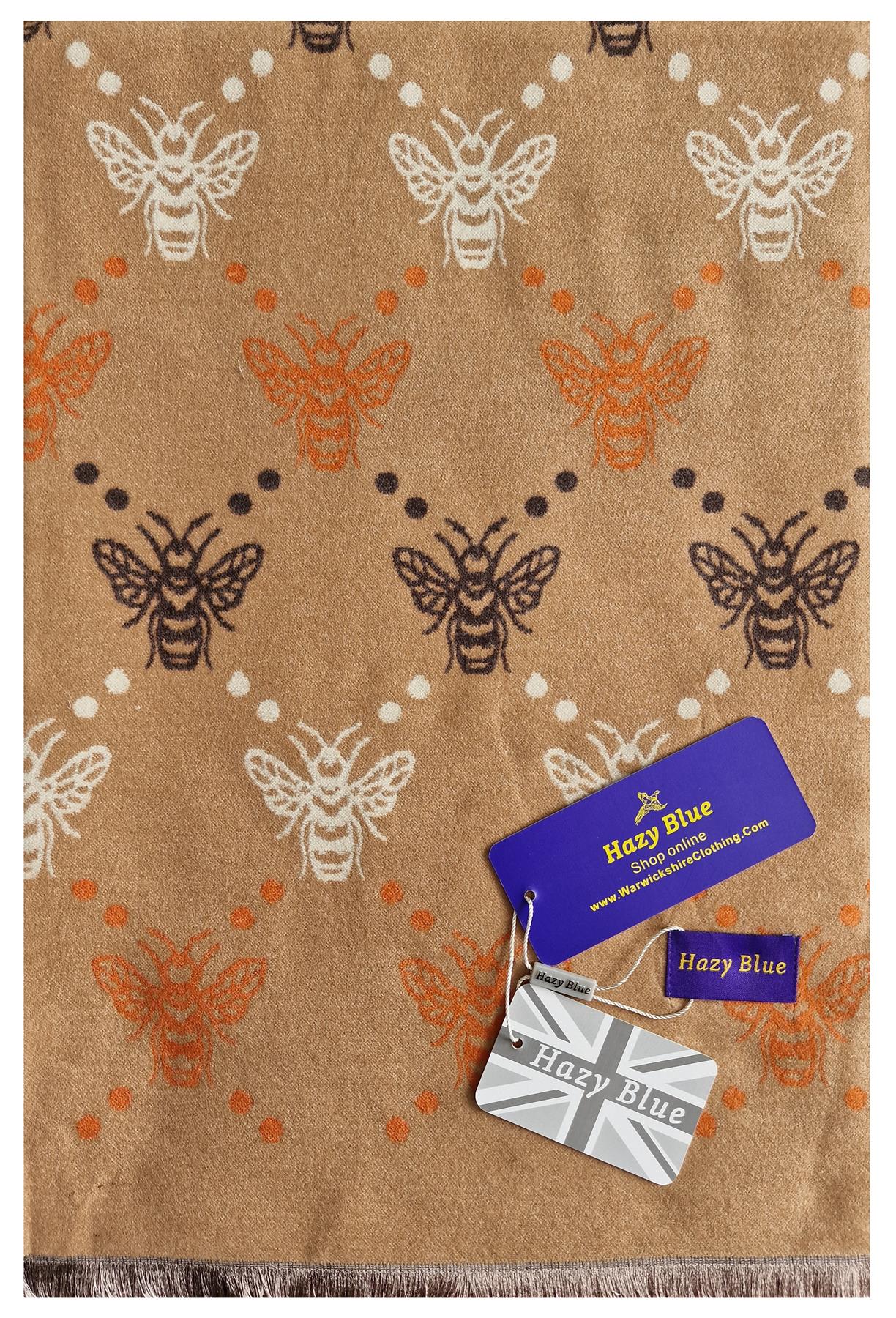 Hazy Blue Pashmina feel Luxury Ladies Womens Scarf - Bee - Image 10