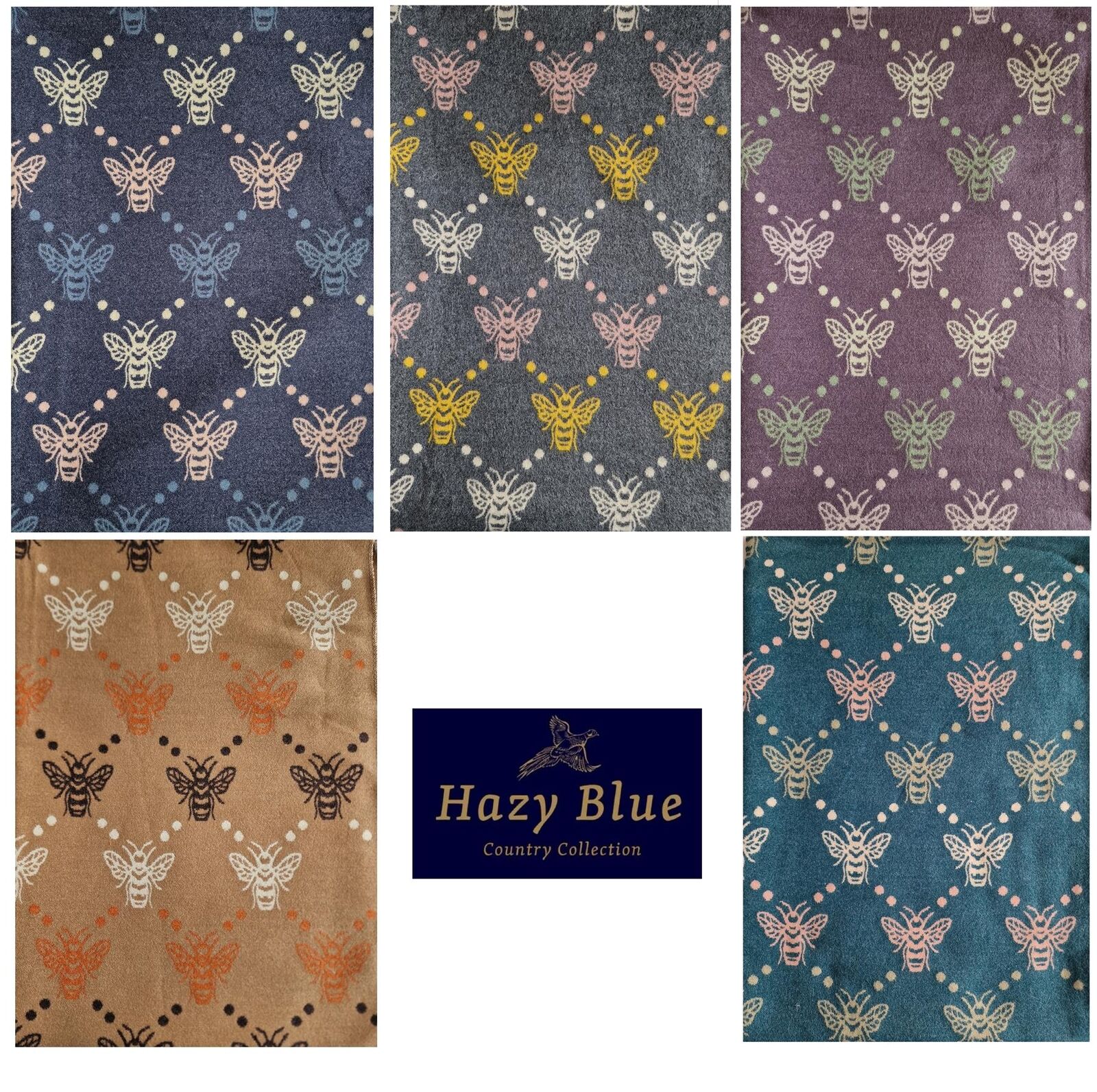 Hazy Blue Pashmina feel Luxury Ladies Womens Scarf - Bee - Image 15