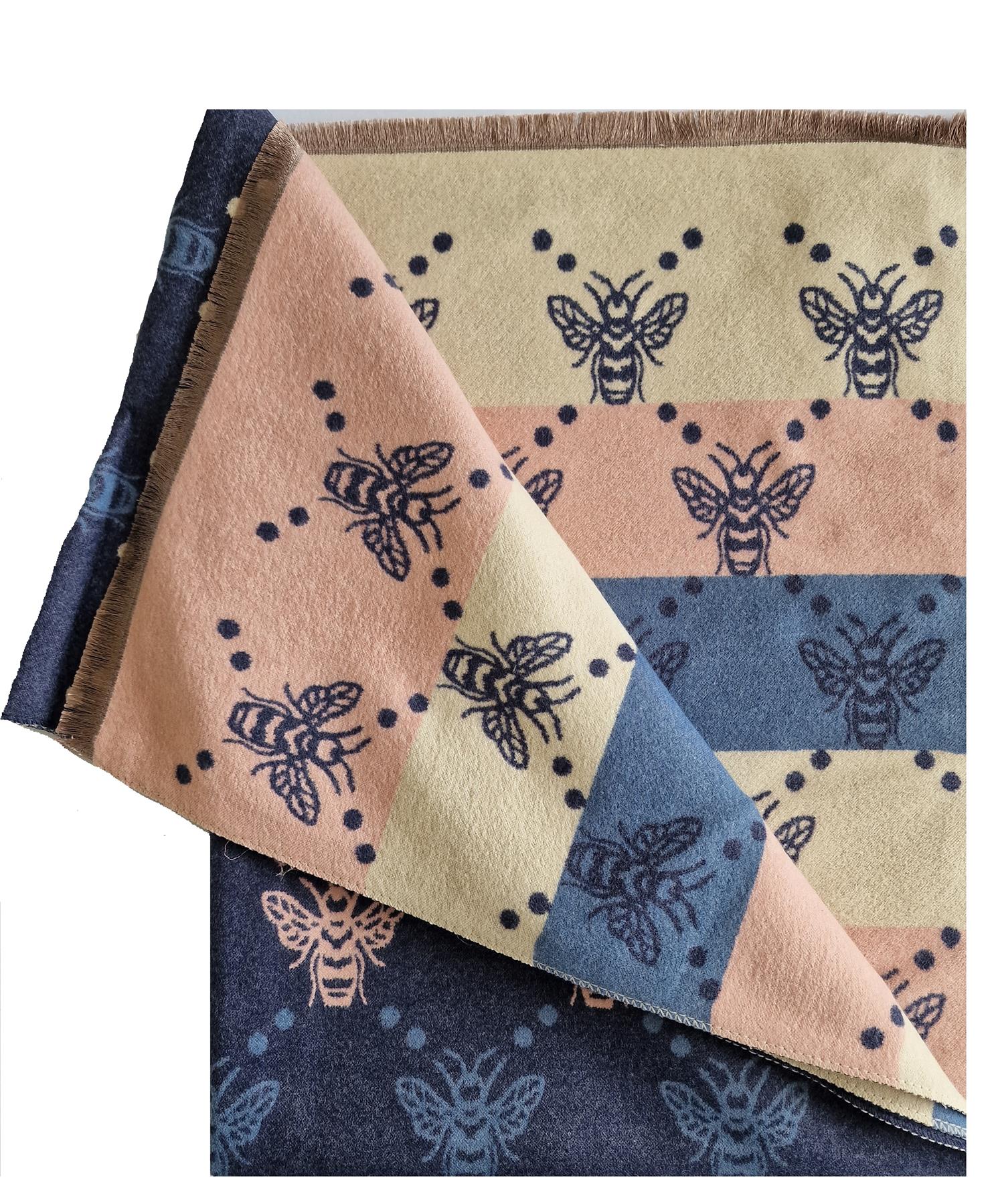 Hazy Blue Pashmina feel Luxury Ladies Womens Scarf - Bee - Image 3