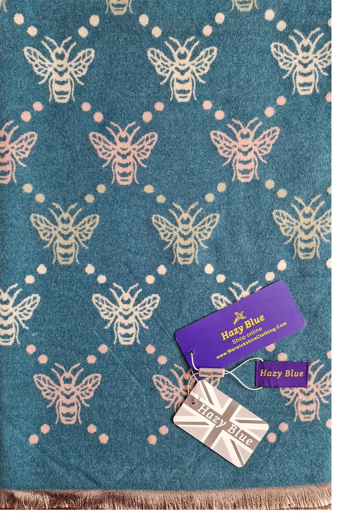 Hazy Blue Pashmina feel Luxury Ladies Womens Scarf - Bee - Image 5