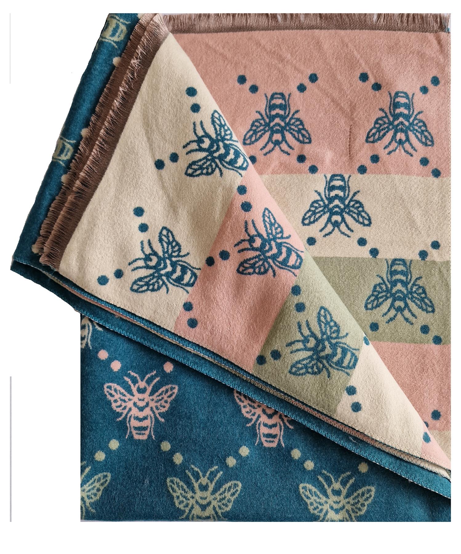 Hazy Blue Pashmina feel Luxury Ladies Womens Scarf - Bee - Image 6