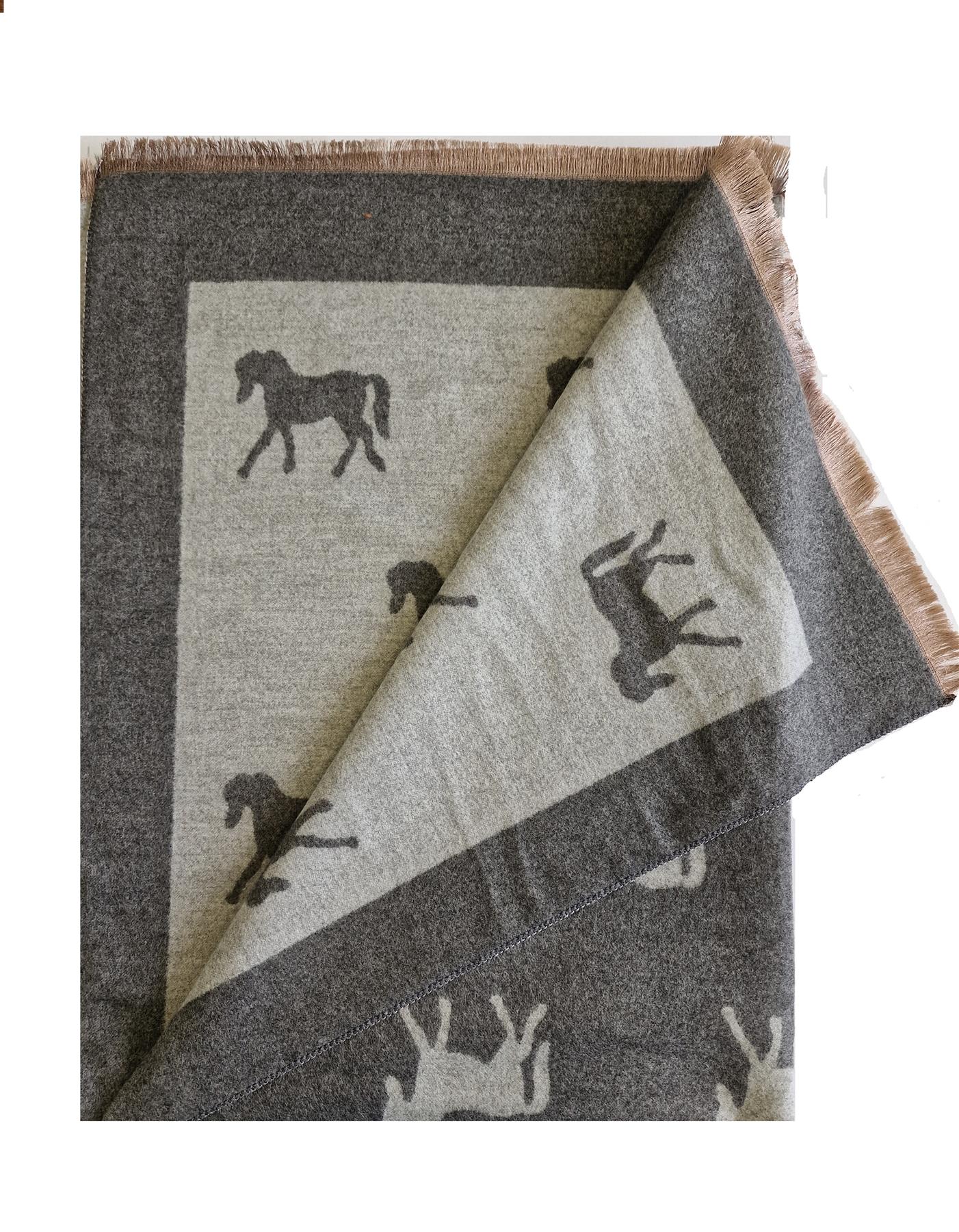 Hazy Blue Pashmina feel Luxury Ladies Womens Scarf - Horse - Image 5
