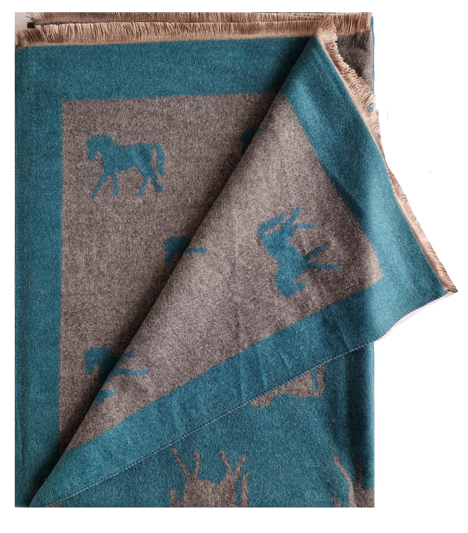 Hazy Blue Pashmina feel Luxury Ladies Womens Scarf - Horse - Image 6
