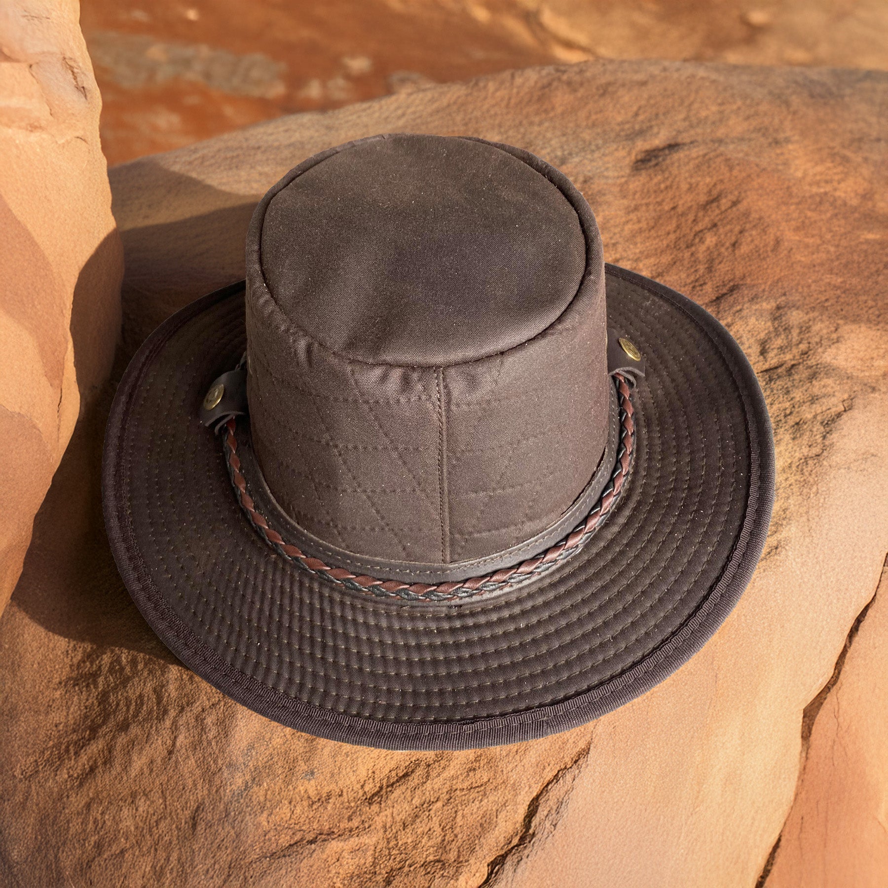 Hazy Blue Quilted Waxed Cotton Outback Bush Hat - Davenport - Image 2