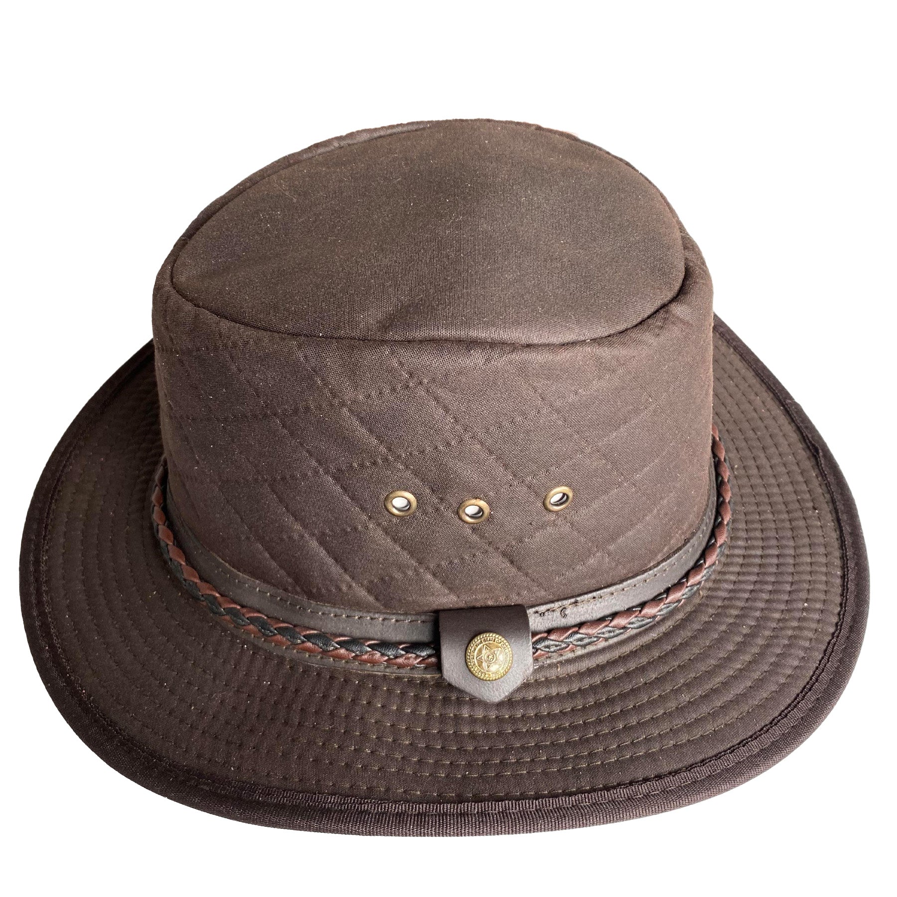 Hazy Blue Quilted Waxed Cotton Outback Bush Hat - Davenport - Image 3