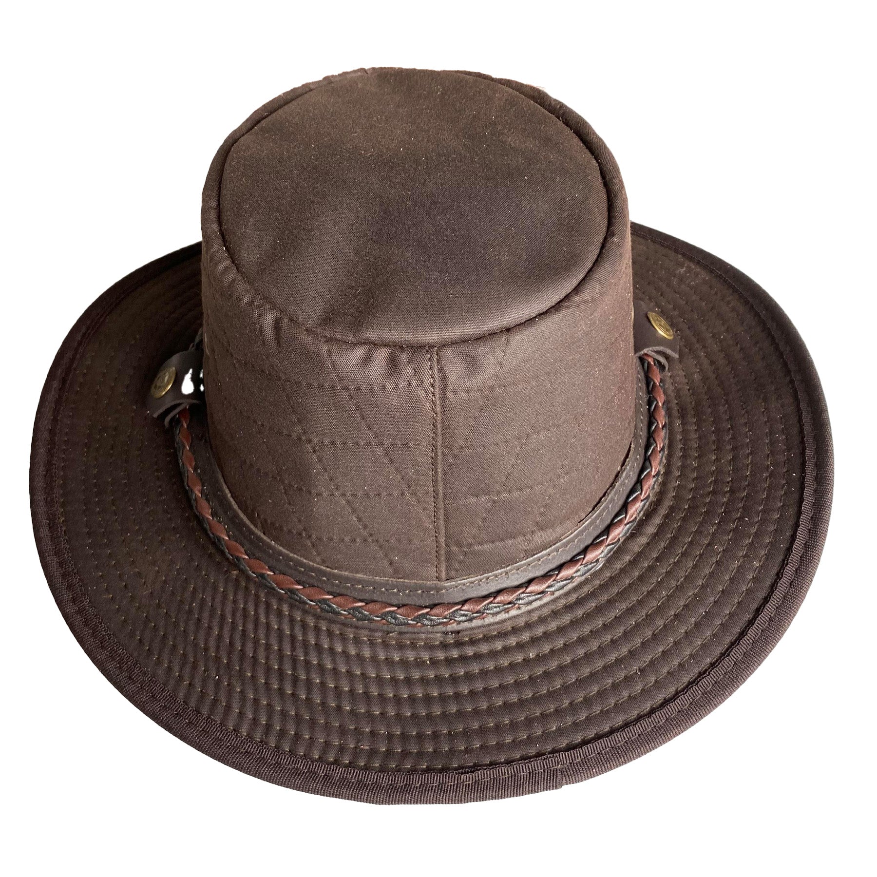 Hazy Blue Quilted Waxed Cotton Outback Bush Hat - Davenport - Image 4