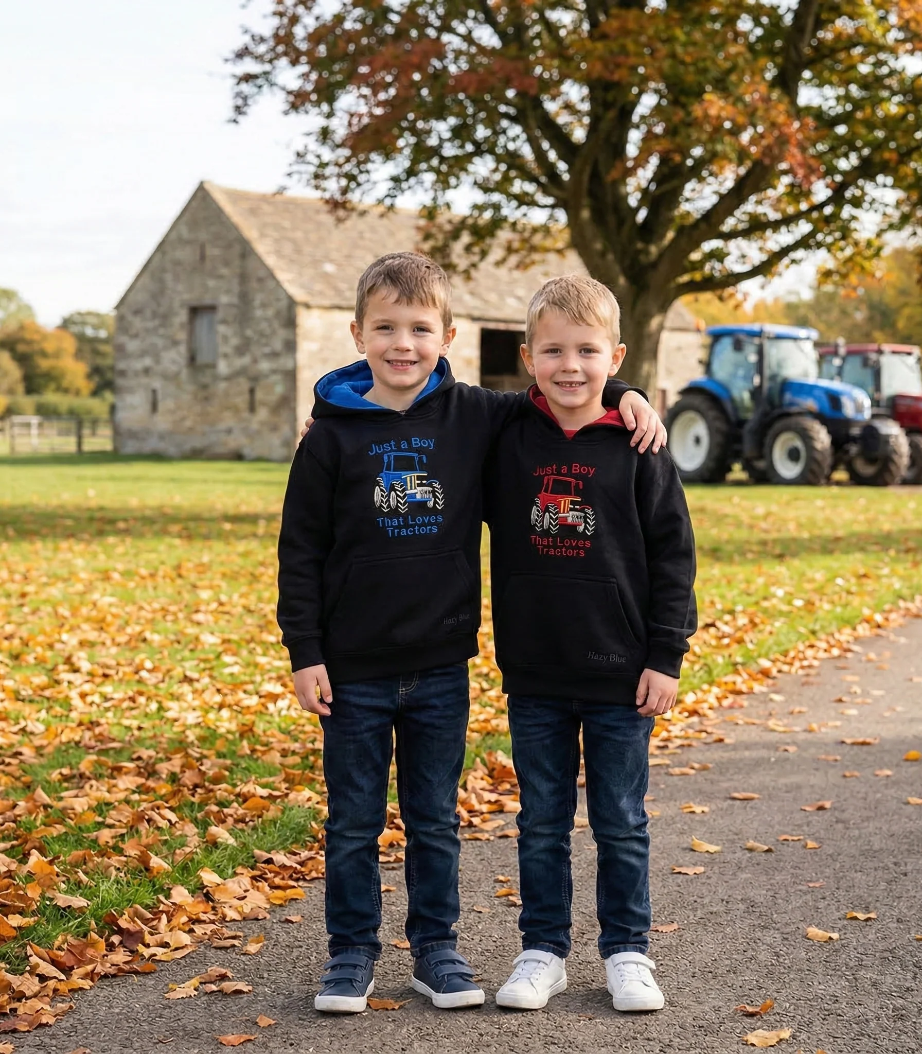 Hazy Blue Ryan Kids' Tractor Hoodie - "Just a Boy That Loves Tractors" - Image 4