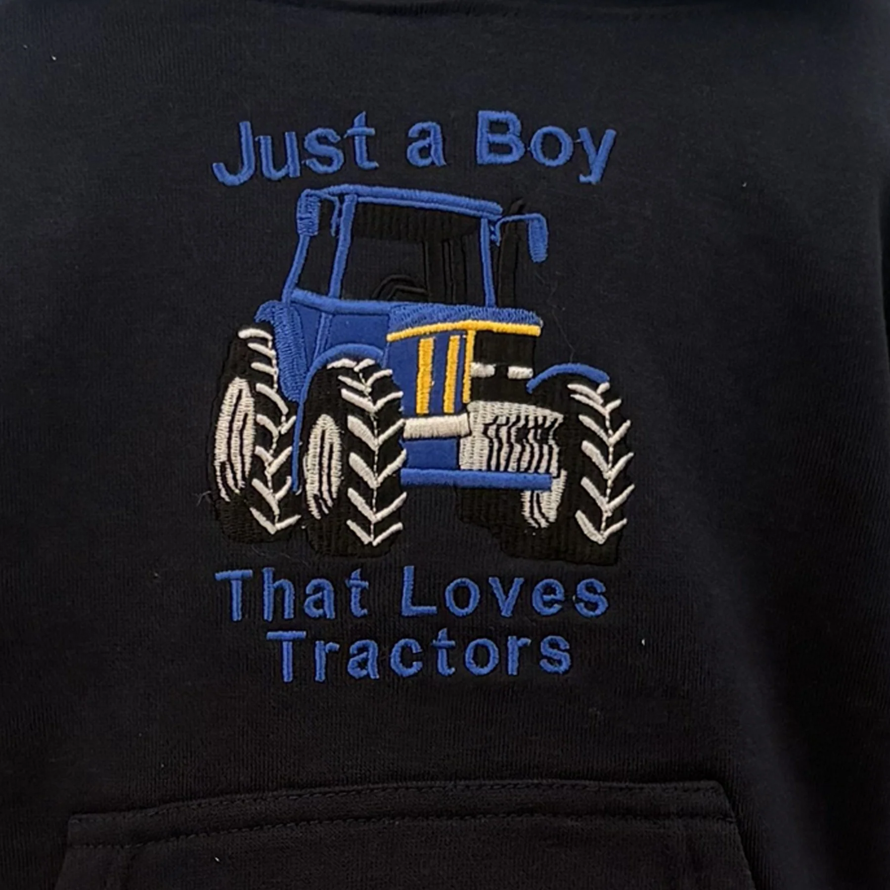 Hazy Blue Ryan Kids' Tractor Hoodie - "Just a Boy That Loves Tractors" - Image 6