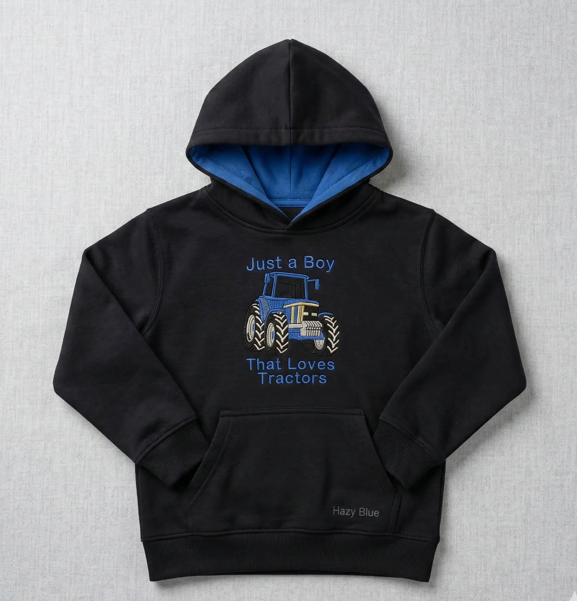 Hazy Blue Ryan Kids' Tractor Hoodie - "Just a Boy That Loves Tractors" - Image 8