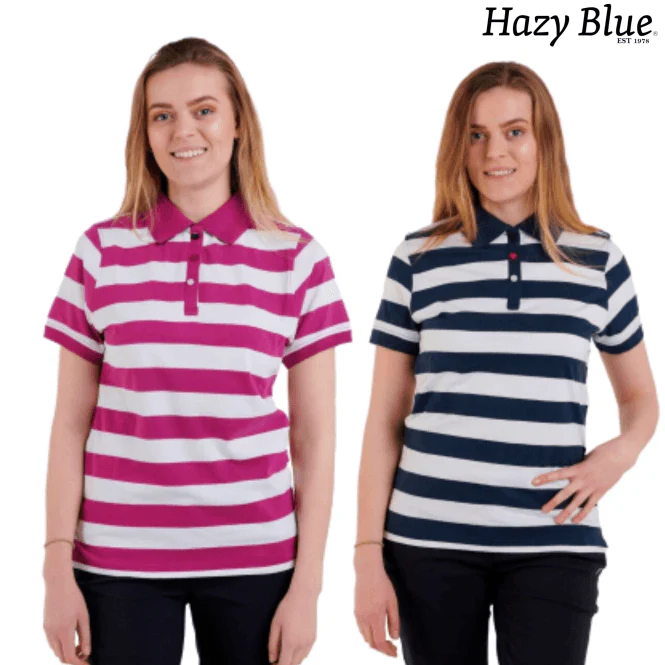 Hazy Blue Womens Short Sleeve Polo Shirt - Sienna - Image 9